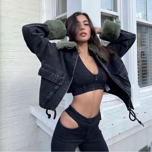 I.AM.GIA Denim SET Women’s Size XS RARE Y2K Brit Top Kayla Straight Leg Cut Out